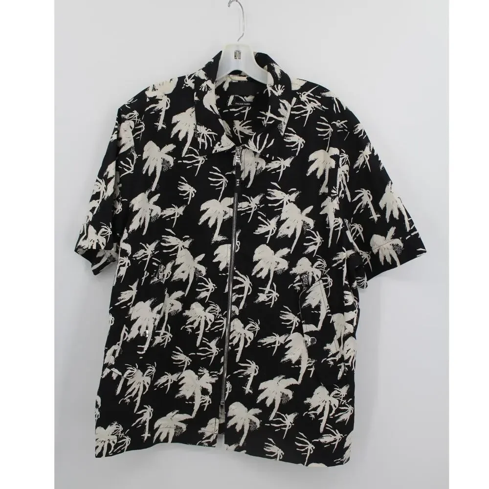 RTA Aiden Palm Tree Zipper Shirt Clyde Shorts Set Size Large